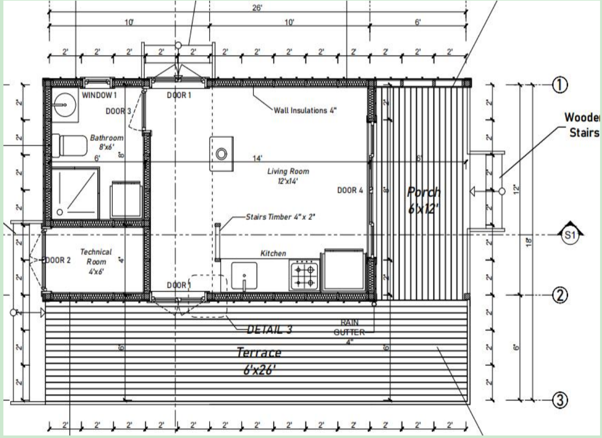 164-TRM Modern Eco-Friendly Wooden Kit Home With Bedroom, Bathroom & Kitchen (468 sq ft) - Image 9