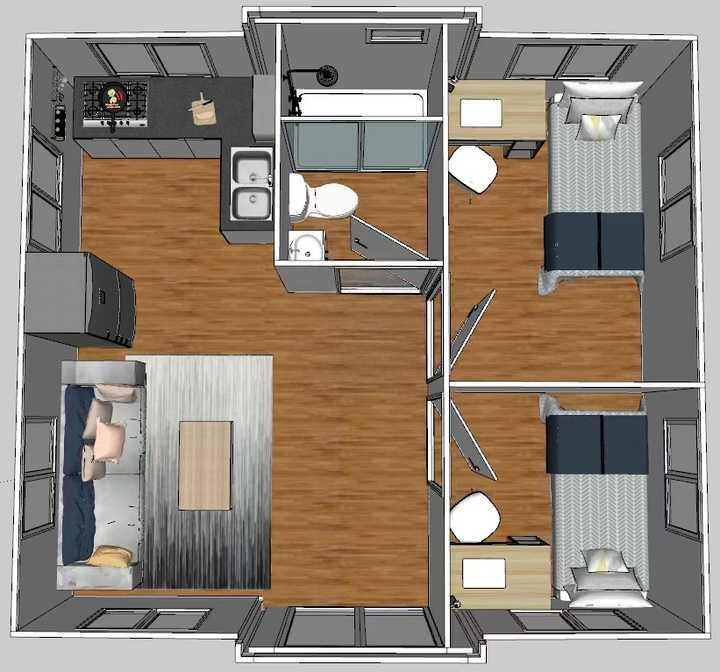 K68 Off-Grid Tiny Home With 2 Bedrooms, Kitchen & Bathroom (400 sq ft) - Image 4