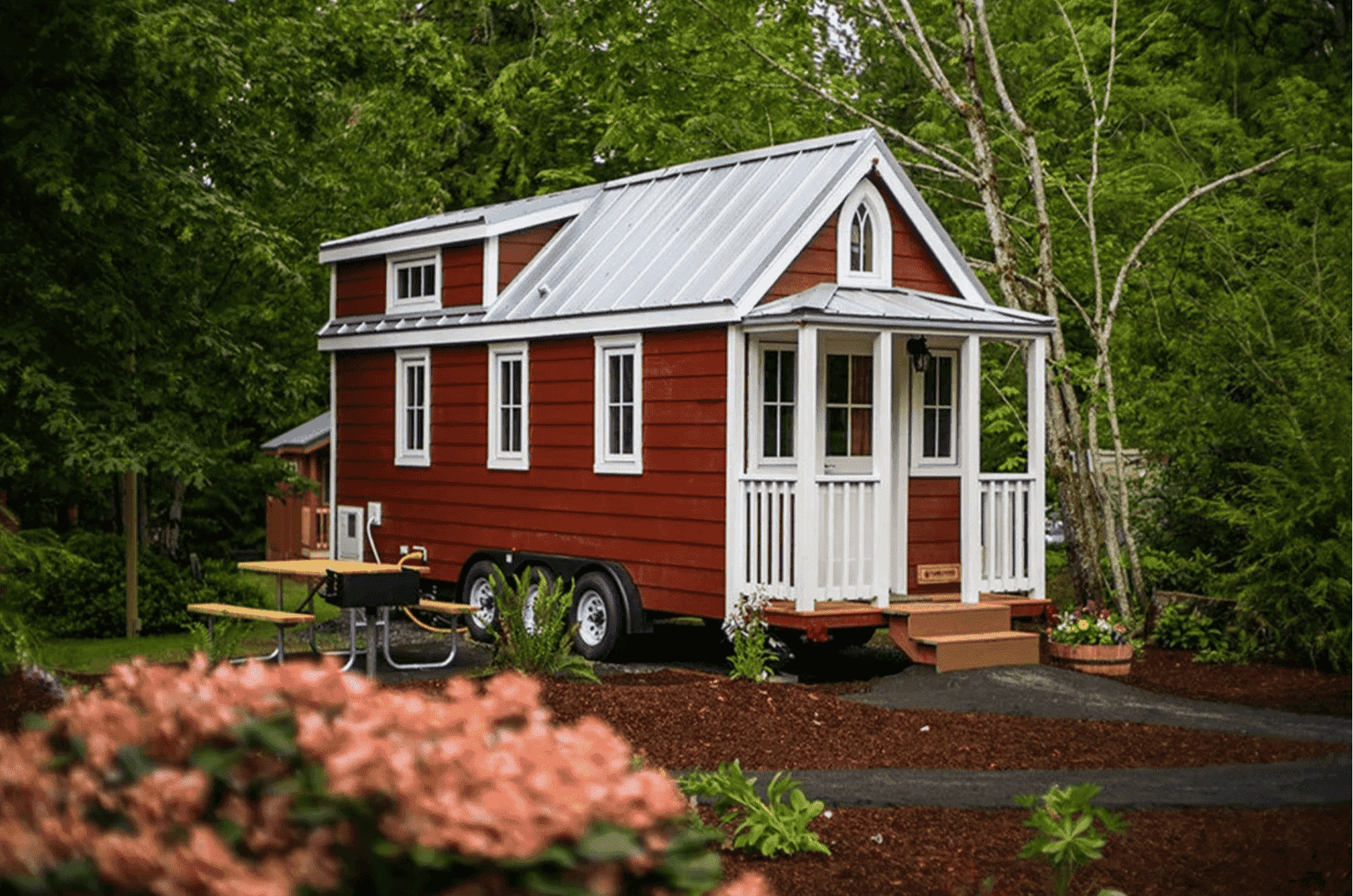 FVX-765 Tiny Mobile Home On Wheels With Bedroom, Bathroom & Kitchen (171 sq ft)