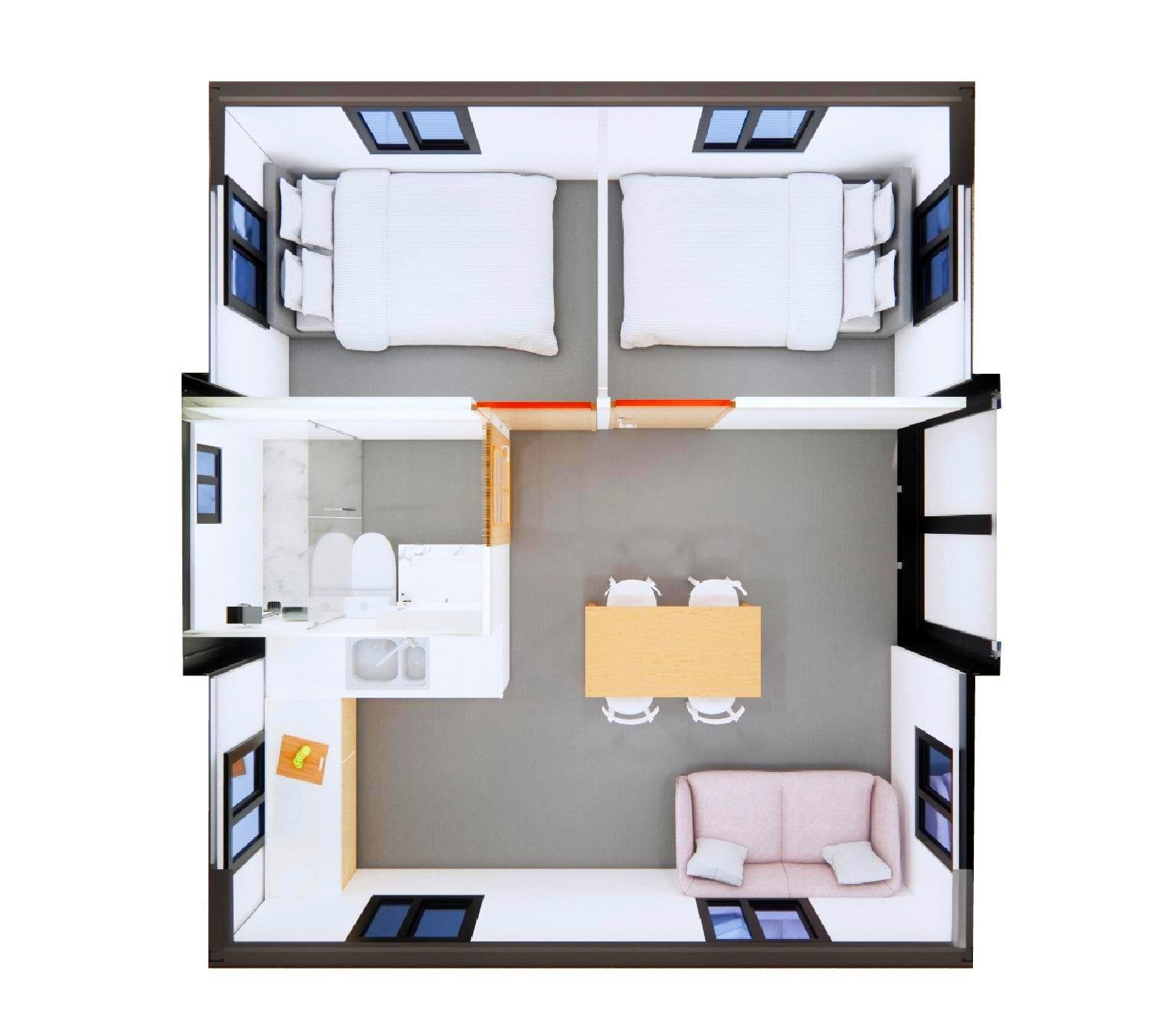 GN-791 Prefab Home With 2 Bedrooms, Kitchen & Bathroom (400 sq ft) - Image 3
